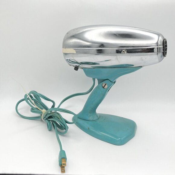 Vintage 50s Saxony Powerflow Hair Dryer Model 115 Chrome Mid Century Salon WORKS - Picture 1 of 11